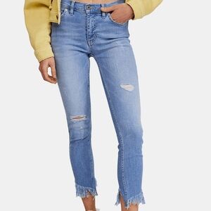 Free People light wash ripped jeans